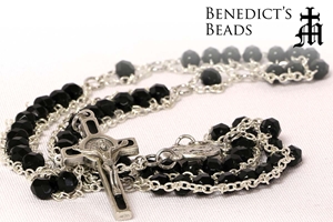 Black Benedictine Ladder Rosary custom, Catholic, hand made, St. Benedict, Benedictine, rosary, ladder rosary, design your own, made to order, Benedict' Beads